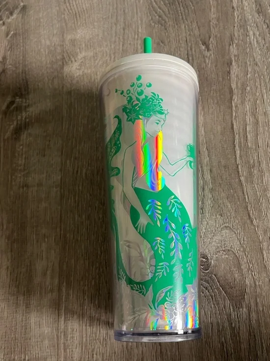 Starbucks Iridescent Mermaid Tumbler cup Green Siren Design - Picture 2 of 4
